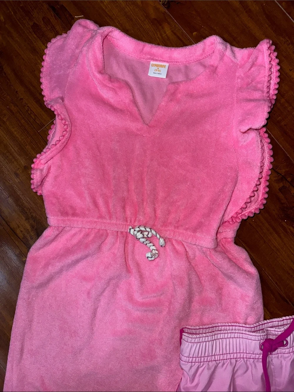 Gymboree Jump Into Summer Pom Pom Cover Up + Pink Ombre Board Shorts 5-6
